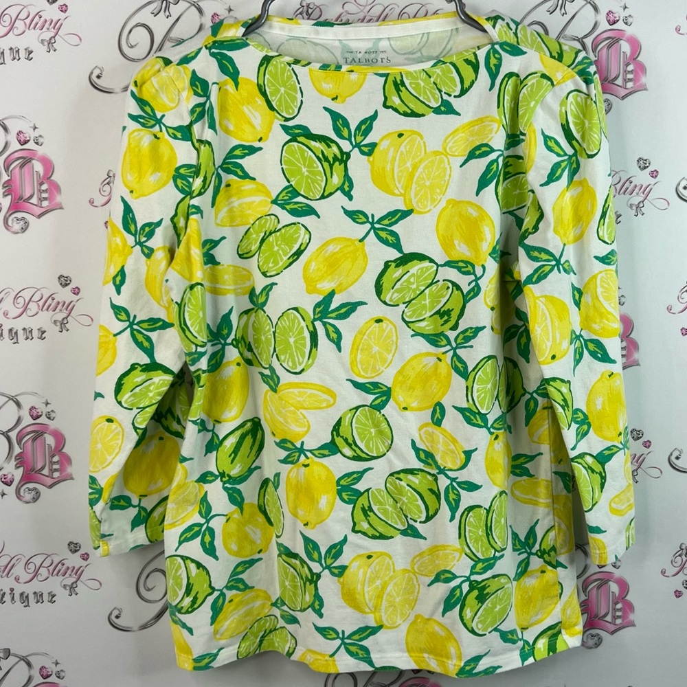 Talbots long sleeve fruit shirt top Lemon and Lime Print Women's Sweatshirt